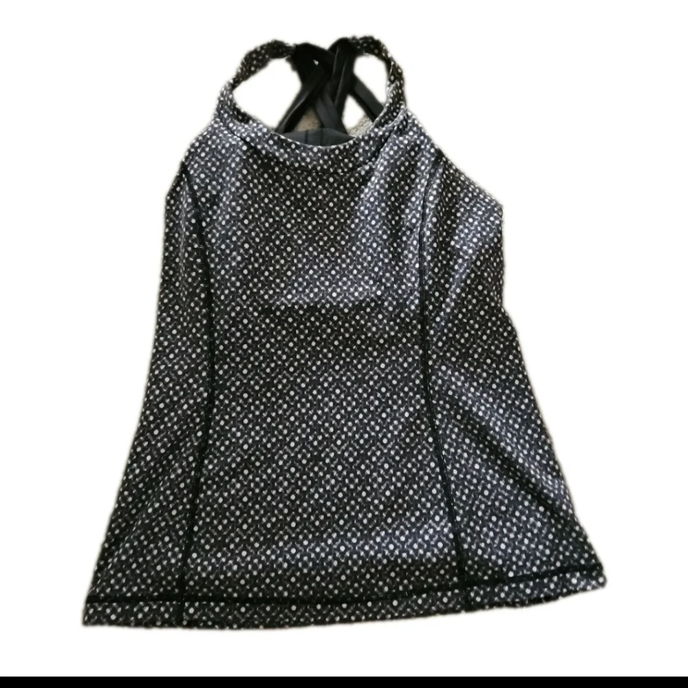 Lululemon Womens Black And White Geometric Print Strappy Back Enhearten Tank 8